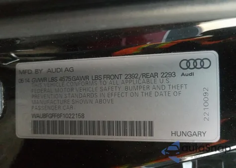 2015 Audi A3 Premium from USA, damaged, VIN WAUBFGFF6F1022158